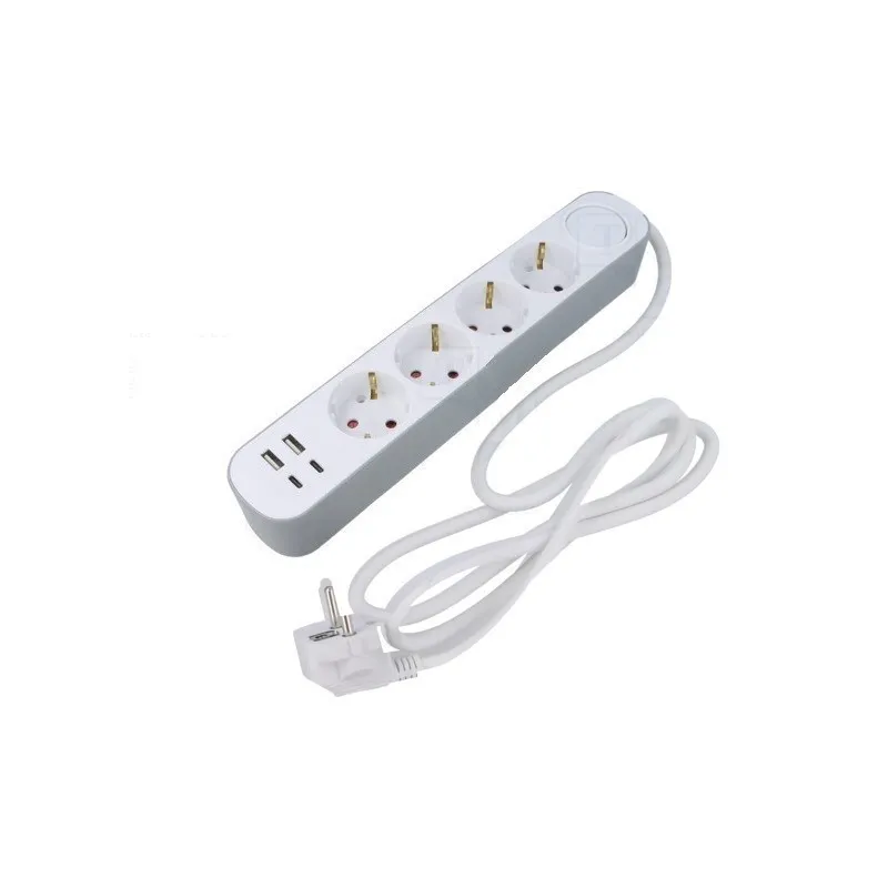 Prelungitor 4 prize, 2 porturi USB si 2 Type-C, 2m , Jortan