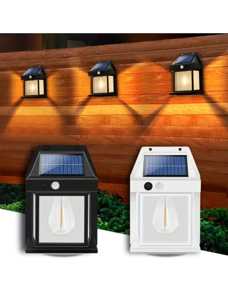 Set 10 x Lampa solara de perete LED cu senzor de miscare fara fir