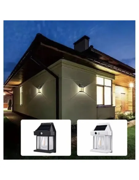 Set 10 x Lampa solara de perete LED cu senzor de miscare fara fir