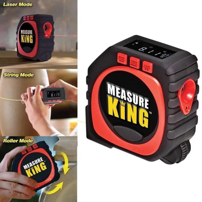 Ruleta Measure King, 3 modalitati de masurare, snur, rola si laser, afisaj LED