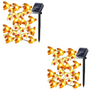 Set 2 x Instalație Solară Decorativă cu Albinuțe, 50 LED-uri, 6.5 m, 8 Moduri