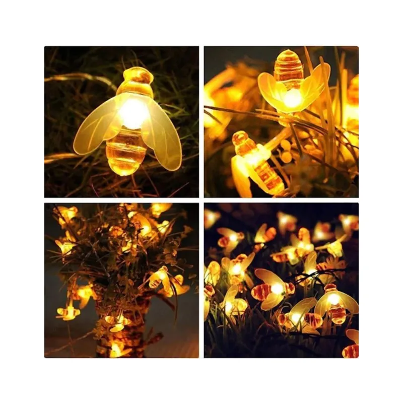 Set 2 x Instalație Solară Decorativă cu Albinuțe, 50 LED-uri, 6.5 m, 8 Moduri