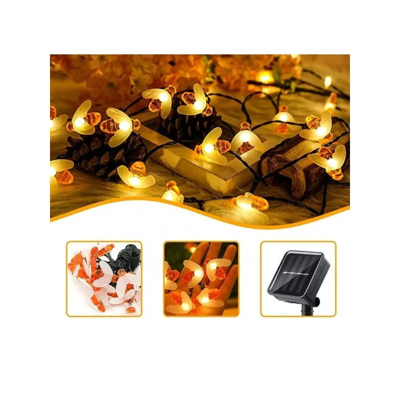 Set 2 x Instalație Solară Decorativă cu Albinuțe, 50 LED-uri, 6.5 m, 8 Moduri