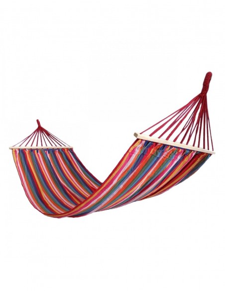 Hamac cu bara de lemn, multicolor bumbac, husa, 100x80cm