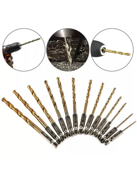Set 13 burghie extel prindere hexagonala otel 1.5-6.5 mm