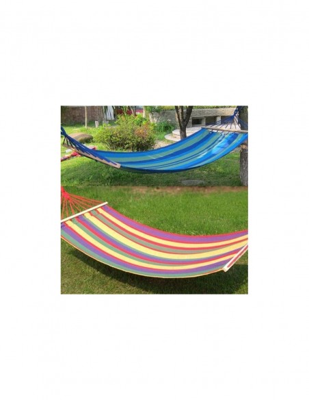Hamac cu bara de lemn, multicolor bumbac, husa, 100x80cm