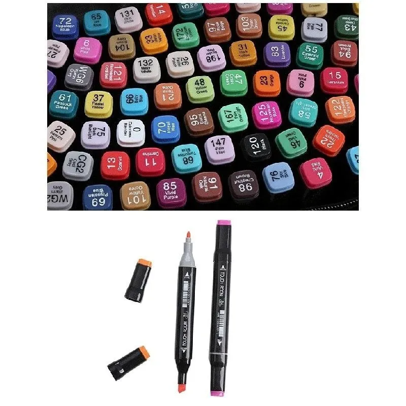 Set 120 Markere Duble + Geantă cu Fermoar – Culori Vibrante