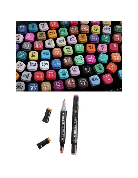 Set 120 Markere Duble + Geantă cu Fermoar – Culori Vibrante