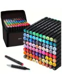 Set 120 Markere Duble + Geantă cu Fermoar – Culori Vibrante