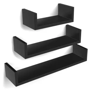 Set 3 rafturi etajere, material MDF, culoare wenge