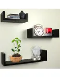 Set 3 rafturi etajere, material MDF, culoare wenge