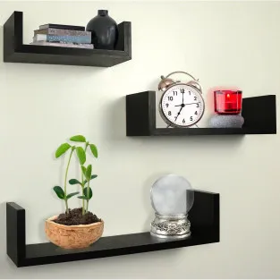 Set 3 rafturi etajere, material MDF, culoare wenge 2