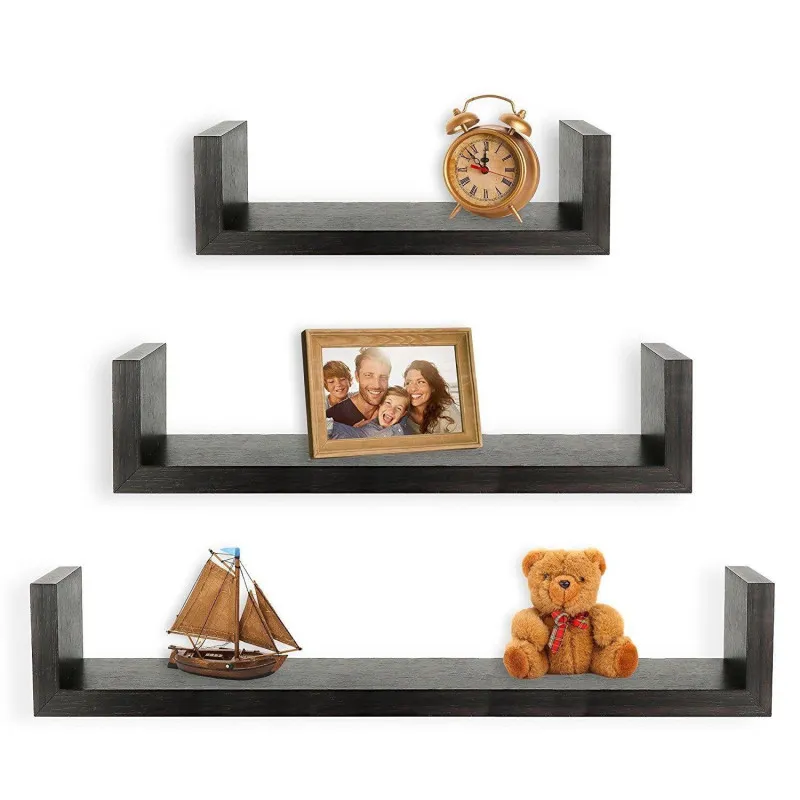 Set 3 rafturi etajere, material MDF, culoare wenge