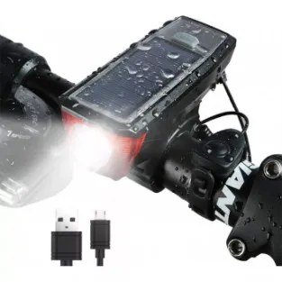 Far cu incarcare solara si claxon pentru