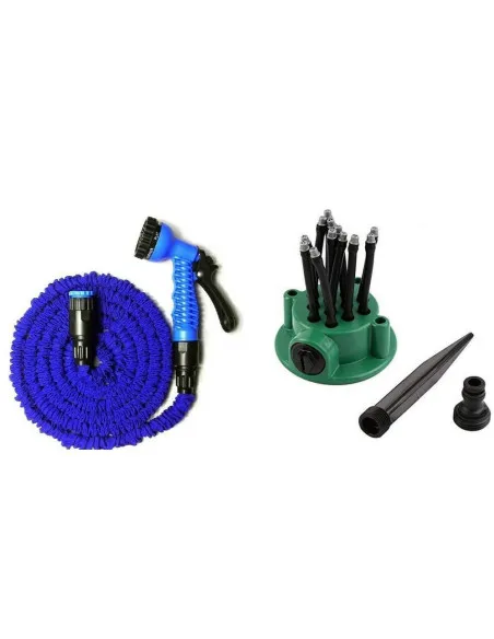 Set Furtun de gradina extensibil 60 m cu dispozitiv pentru pulverizarea apei + aspersor de stropit cu 12 duze
