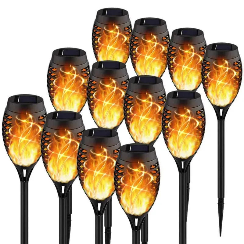 Set 8 x lampa solara tip torta cu efect de flacara falsa, 51cm, rezistente la intemperii, IP65