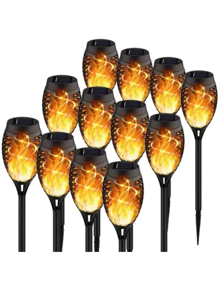 Set 8 x lampa solara tip torta cu efect de flacara falsa, 51cm, rezistente la intemperii, IP65