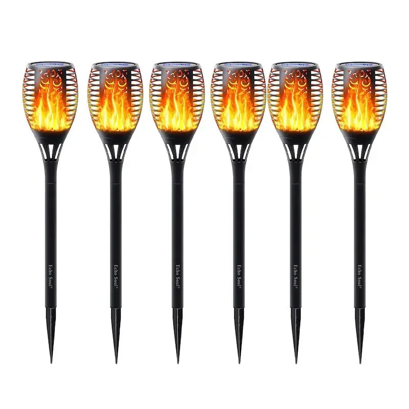 Set 8 x lampa solara tip torta cu efect de flacara falsa, 51cm, rezistente la intemperii, IP65