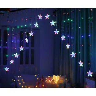 Instalatie Craciun - perdea luminoasa ploaie 12