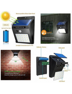 3 x Lampa 20 leduri  cu incarcare solara si senzor de miscare