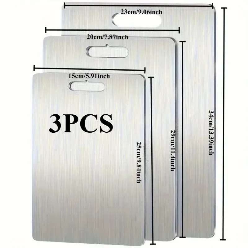 Set 3 tocătoare din titan, impermeabile, cu utilizare pe ambele fețe – 34×23 / 30×20 / 24×15 cm