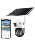 Camera de supraveghere duala, cu panou solar si Wi-Fi, rotativa, Jortan 8699 + Card 32 GB
