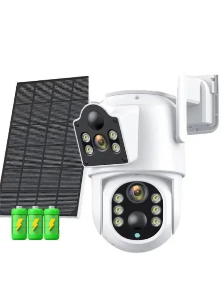 Camera de supraveghere duala, cu panou solar si Wi-Fi, rotativa, Jortan 8699 + Card 32 GB