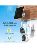 Camera de supraveghere duala, cu panou solar si Wi-Fi, rotativa, Jortan 8699 + Card 32 GB