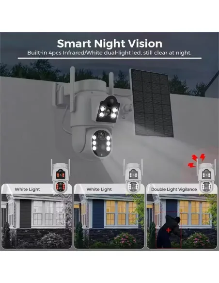 Camera de supraveghere duala, cu panou solar si Wi-Fi, rotativa, Jortan 8699 + Card 32 GB