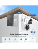 Camera de supraveghere duala, cu panou solar si Wi-Fi, rotativa, Jortan 8699 + Card 32 GB