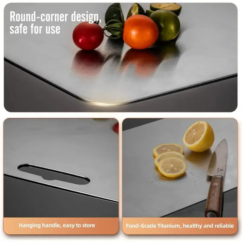 Set 3 tocătoare din titan, impermeabile, cu utilizare pe ambele fețe – 34×23 / 30×20 / 24×15 cm
