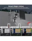 Camera de supraveghere duala, cu panou solar si Wi-Fi, rotativa, Jortan 8699 + Card 32 GB
