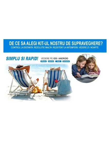 Sistem de supraghere CCTV AHD - KIT DVR 4 CAMERE EXTERIOR/INTERIOR, CU HDMI, INTERNET, INFRAROSU