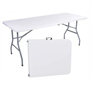 Masa pliabila pentru gradina, caterign, camping sau pescuit, tip valiza, 180x70x74 cm, alb