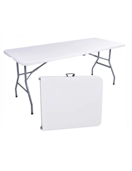 Masa pliabila pentru gradina, caterign, camping sau pescuit, tip valiza, 180x70x74 cm, alb