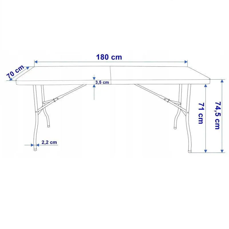 Masa pliabila pentru gradina, caterign, camping sau pescuit, tip valiza, 180x70x74 cm, alb