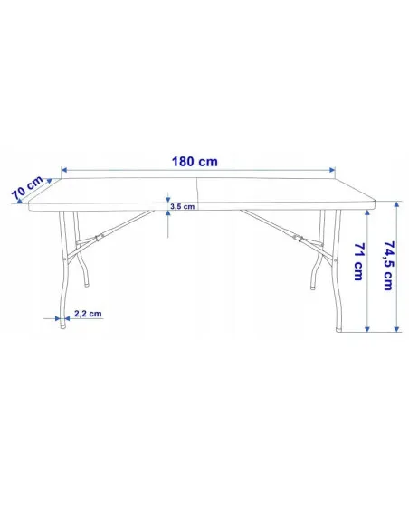 Masa pliabila pentru gradina, caterign, camping sau pescuit, tip valiza, 180x70x74 cm, alb