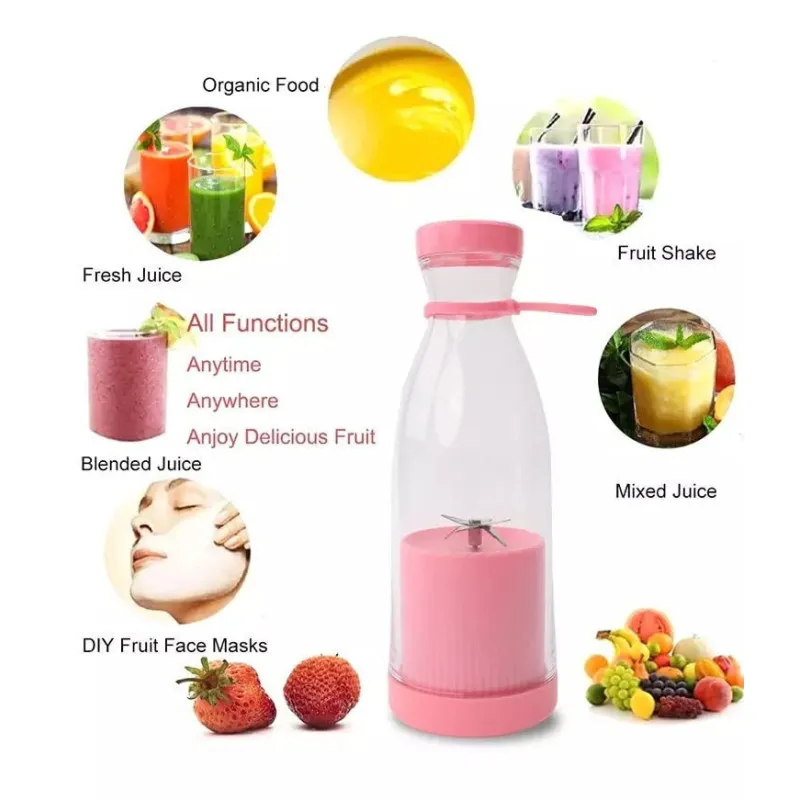 Mini blender portabil cu 6 lame din orel inoxiabil , incarcare usb, 420ml