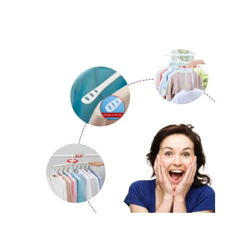 Umeraș Organizator Haine 8 în 1, Pliabil, Rotire 360°, Capacitate 15 kg, Alb