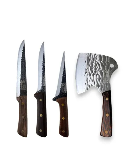 Set 3 cutite cu maner de lemn si satar otel, J2