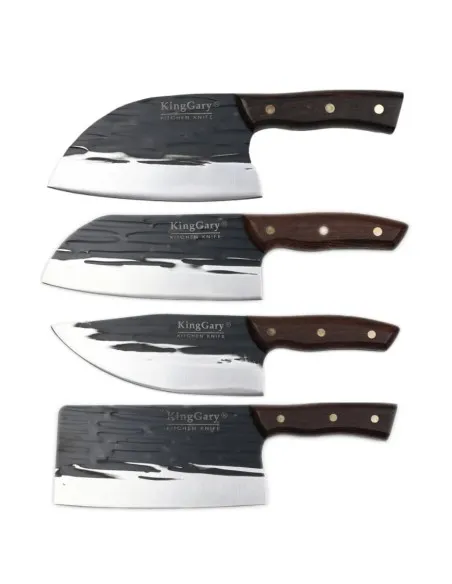 Set 4 Cuțite Bucătar KingGary Forjate | Oțel Inox, Mâner Lemn