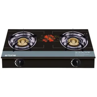 Aragaz ERTONE MN-1102, 2 Arzatoare din fonta, sticla securizata, aprindere pe quartz, negru,