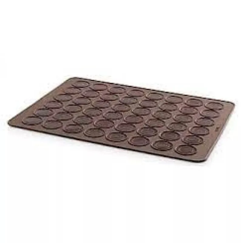 Tava copt macarons, foaie copt macarons, 48 de forme rotunde, silicon, maro