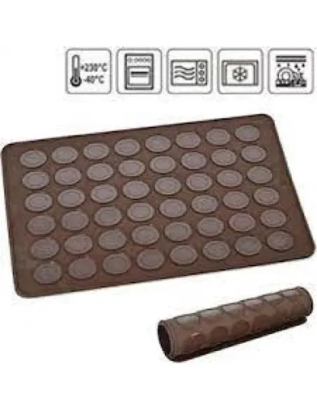 Tava copt macarons, foaie copt macarons, 48 de forme rotunde, silicon, maro
