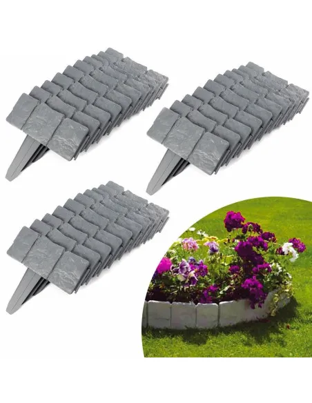 Set 10 x Bordura din plastic cu aspect de piatra