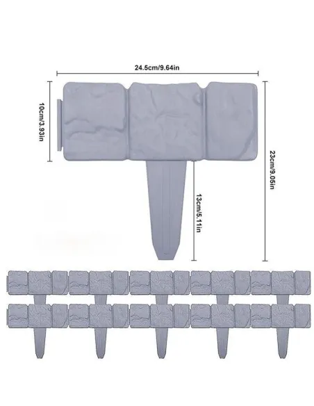 Set 10 x Bordura din plastic cu aspect de piatra
