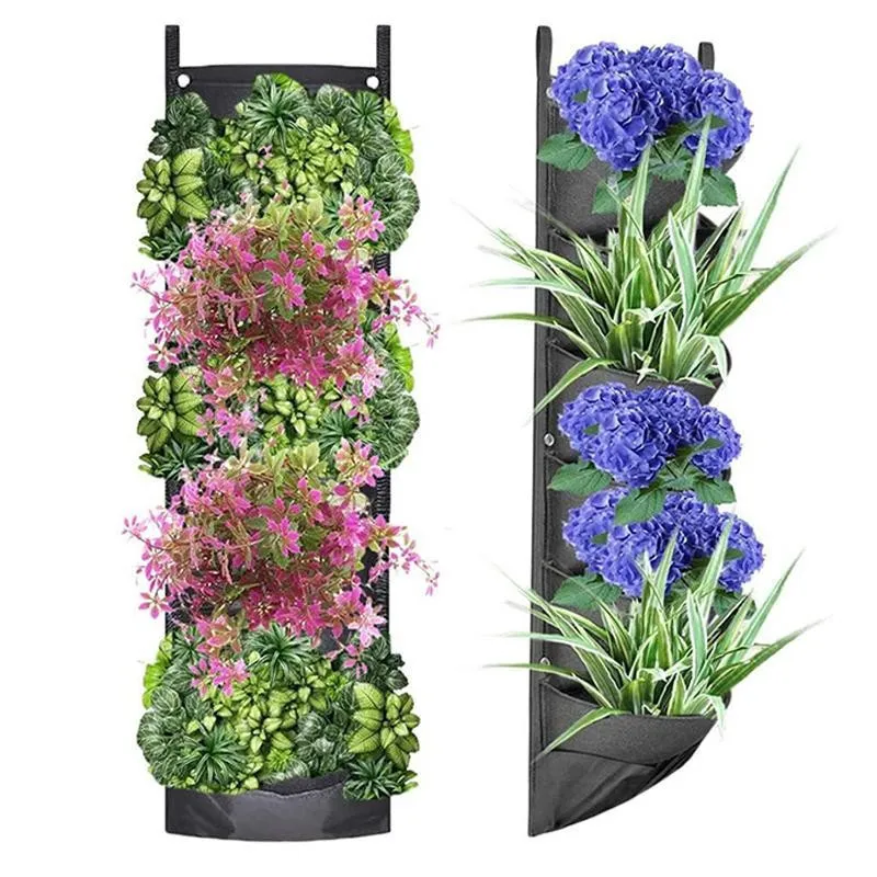 Jardiniera verticala, neagra, cu 6 buzunare, 100 x 30 cm
