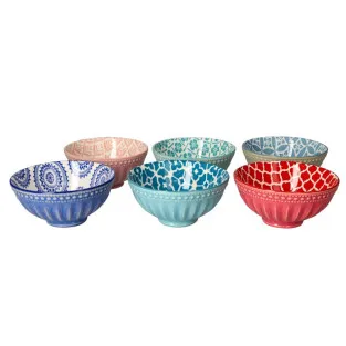 Set 6 Boluri portelan boemian design, 9cm , R15808