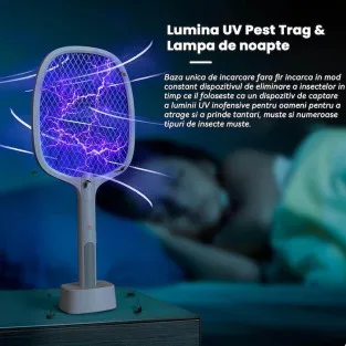 Paletă Electrică Anti-Insecte 3000V, USB, 1200mAh 2