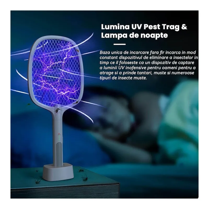 Paletă Electrică Anti-Insecte 3000V, USB, 1200mAh
